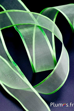 Organza lint met metaaldraad - 100 x 4 cm - llichtgroen